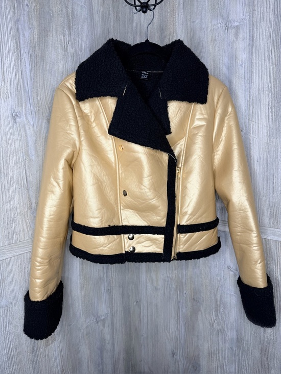 SHEIN Jackets & Blazers - Shein Gold Metallic Aviator Jacket Size Small